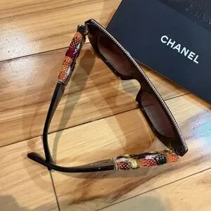 CHANEL | Accessories | Chanel Black And Orange Sunglasses 